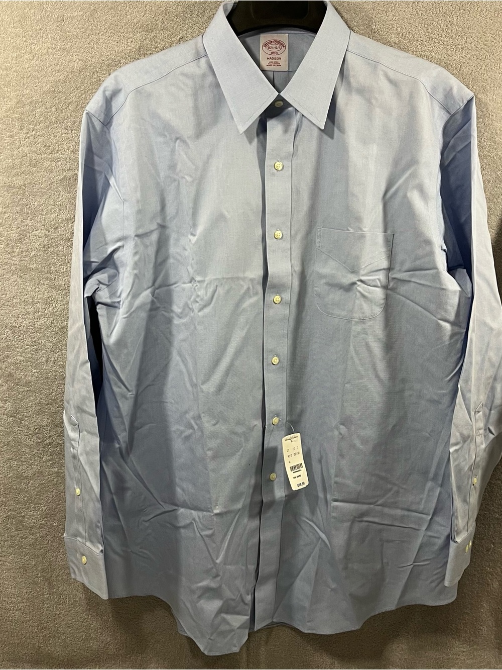 Brooks Brothers mens blue 1818 Madison shirt suprima cotton NWT Size 16.5 - 4/5
